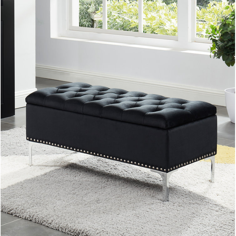House of Hampton® Carmel Barrie Upholstered Flip Top Storage Bench